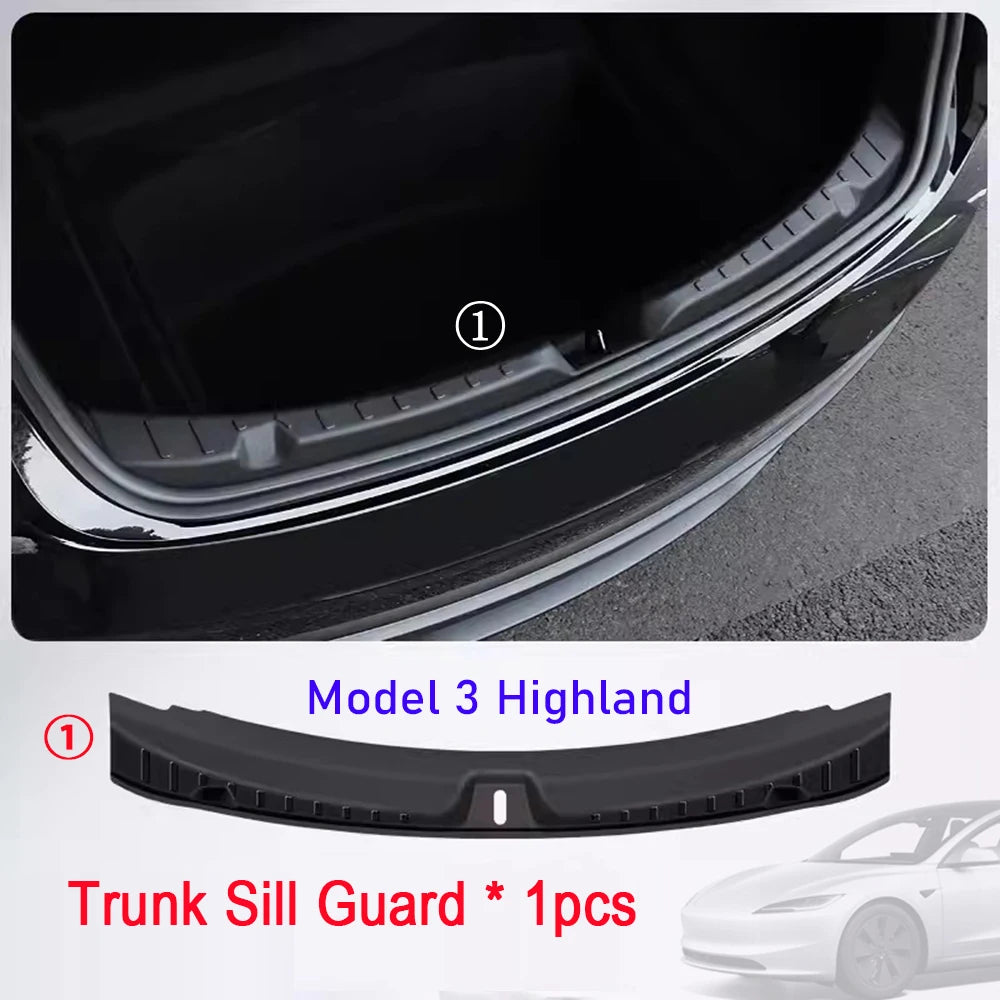 For 2026 2025 2024 Tesla Model 3 Highland Rear Bumper Guard Protector TPE Trunk Bumper Sill Cover Model 3 Highland Accessories Vue 1pcs Trunk Sill