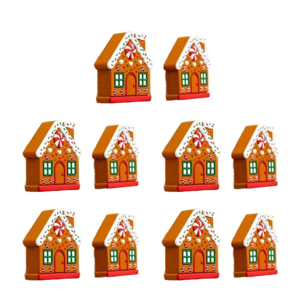 10x Christmas Button Covers Gingerbread House Shape Christmas Ensemble Enhancements Gingerbread Silicone Easy to Install Vue As shown China Mainland