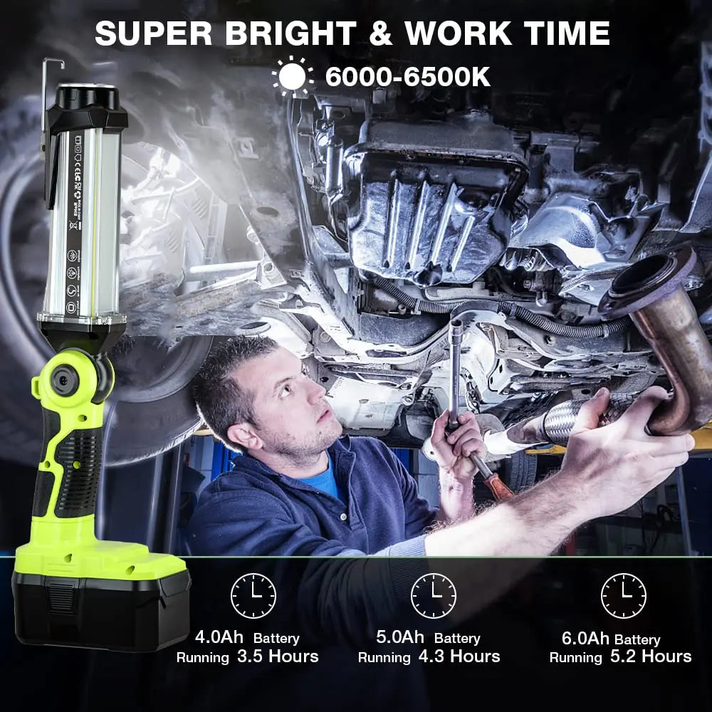 35W Rechargeable Work Light Portable Floodlight Emergency Lighting for Ryobi 18V Battery for Workshops, Camping and Emergencies Vue