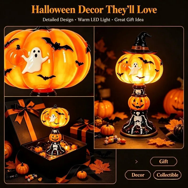 LED Halloween Witch Hat Lamp, USB Tabletop Light Gothic Decor for Spooky Party Home Decoration Vue