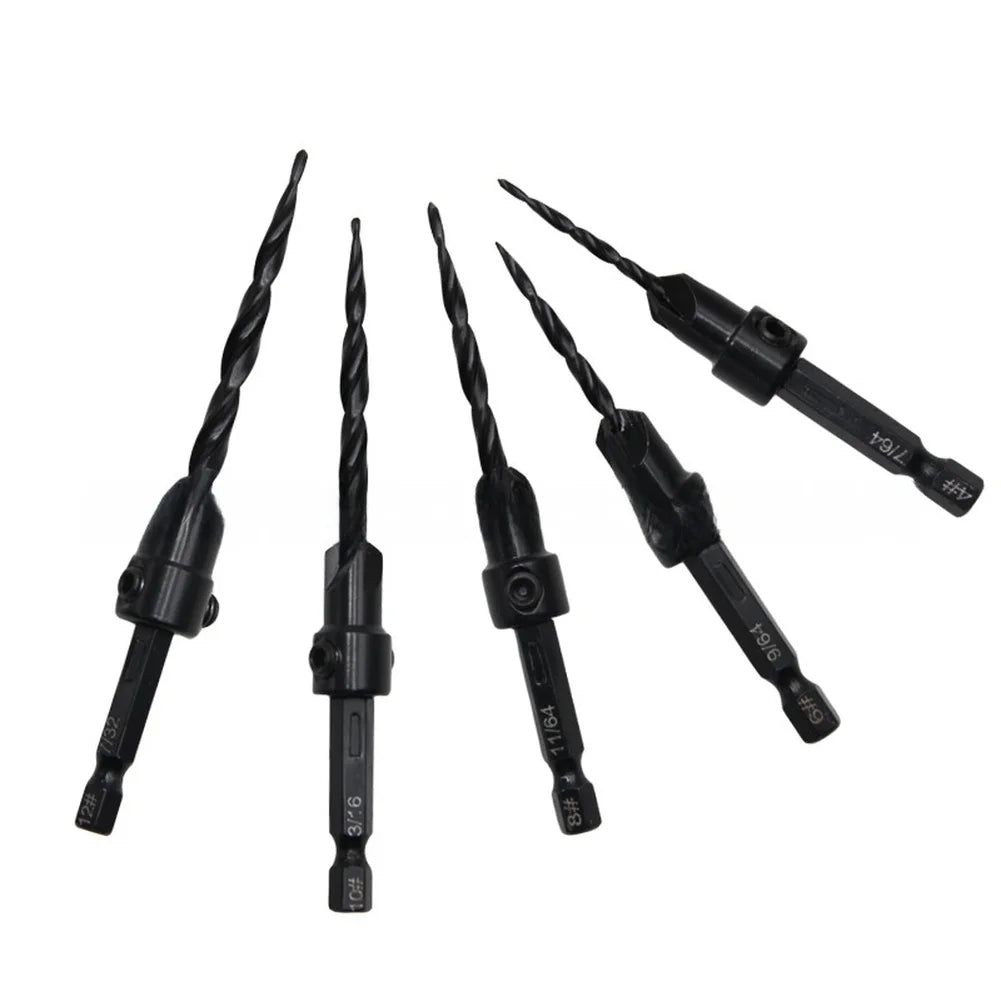 7-Piece Tapered Countersink Drill Bit Set | Hex Shank & Depth Stop Countersink Drill Set Vue China Mainland