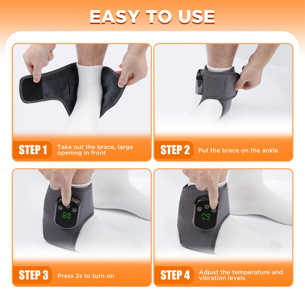 Electric Foot Massager Vibration Relaxation Ankle Massager Warm Hot Compress Ankle Brace Joint Sprain Support Ankle Protection Vue