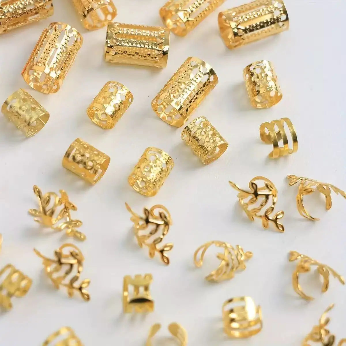 40Pcs Hair Ring Braid Dreadlocks Hole Micro Beads Adjustable Cuff Clip Hip Hop Hair Braid Styling Small Silver Gold Plated Vue