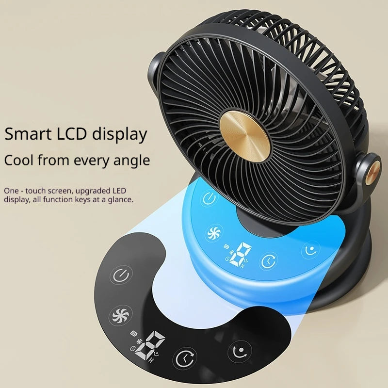 HOMEFISH Mini Oscillating Clip Fan, Portable Battery-Operated Table Fan with 4 Speed Levels, 8 inch Desk fan with Timer Vue