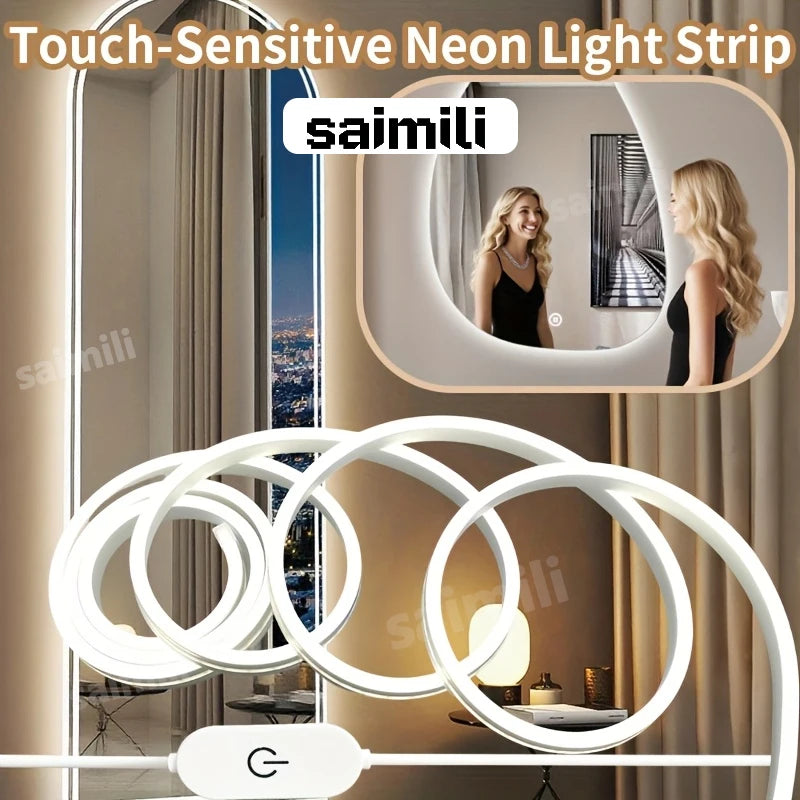 USB 5V LED Neon Light Touch Switch Waterproof Dimmable Strip Lamp Flexible Indoor Ambient Lights For Bedroom DIY Decor Lighting Vue