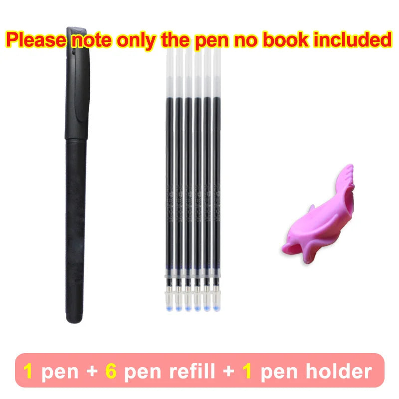French Copybooks Kids Number Drawing Math With Practice Reusable Magical Pen Free Wiping Children Handwriting Early Learn Book Vue Only the pen