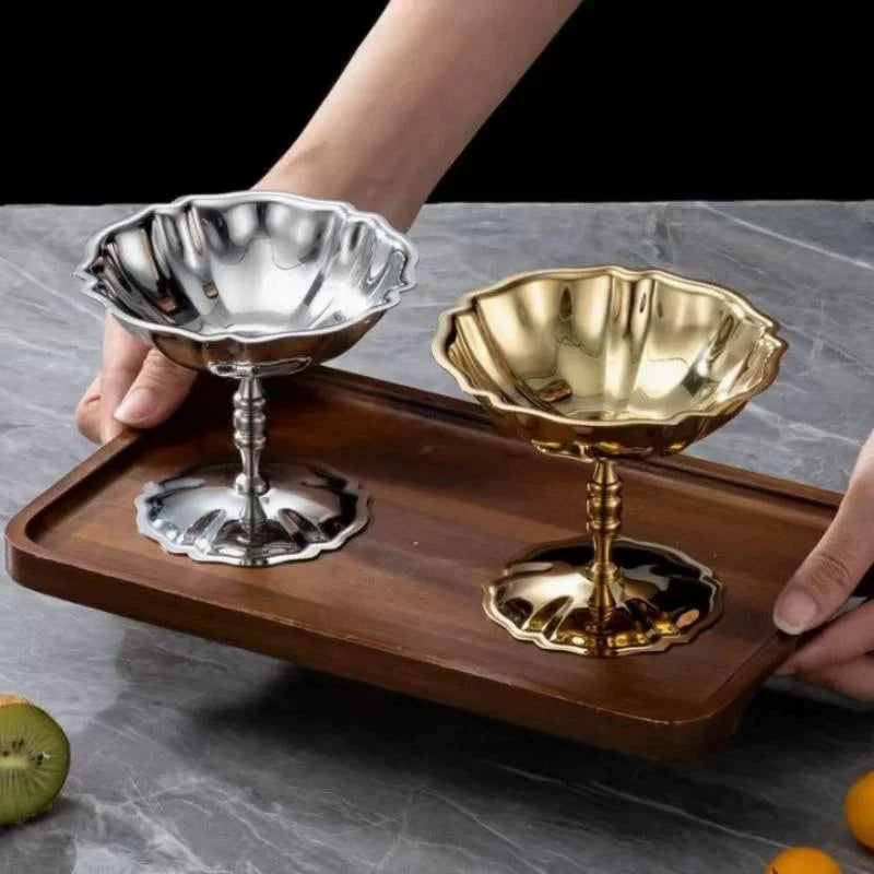 Stainless Steel Salad Cup Food Grade Ice Cream Goblet Retro Dessert