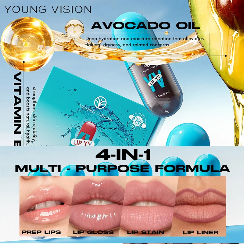 YOUNG VISION 3 colors/kit moisturizing lip glaze of long-lasting lightweight non-sticky lip gloss mini set Vue