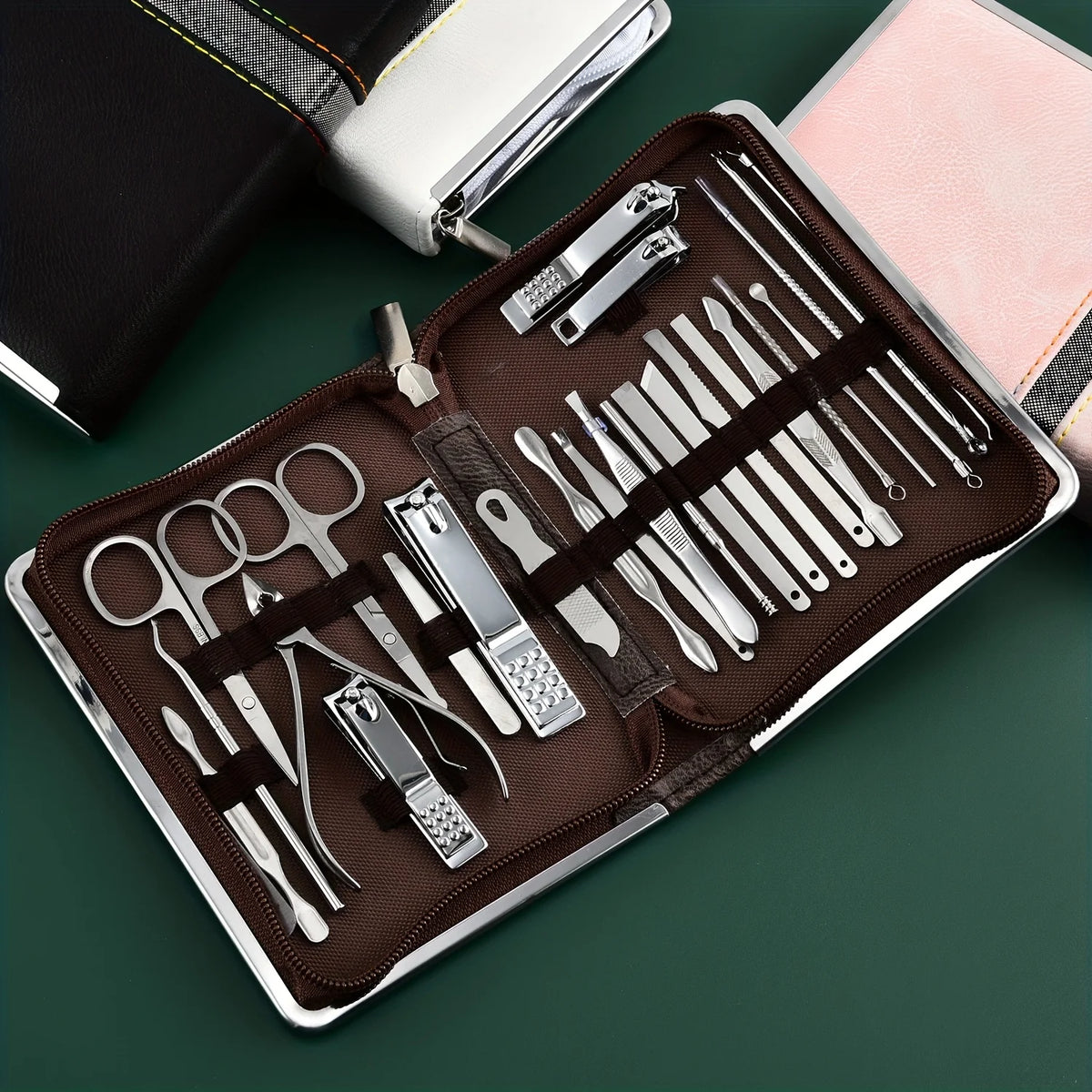Professional Stainless Steel 26pcs Set Manicure & Pedicure Kit Precision Nail Care with Travel Case with Nail Clipper Scissor Vue