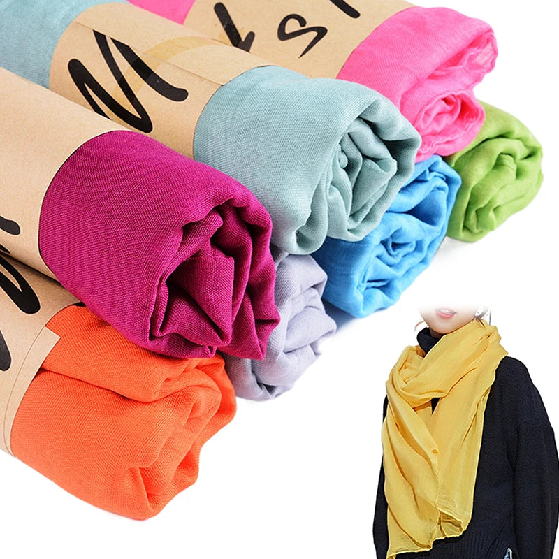 Women's Windproof Scarf Shawl Wearable Blanket Luxury Autumn And Winter Solid Color Cotton Warm Headscarf Gift Vue