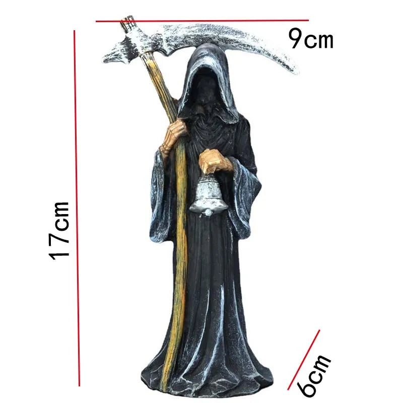Soul Reaper Garden Office Decoration Ornaments Death Figurine Grim Reaper Holding Scythe Statue Altar Halloween Vue Light Grey