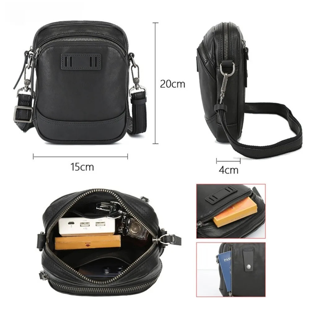 Men's Carry-on Small Satchel Mobile Phone Bag Business Leather High-end Shoulder Bag Messenger Bag Men's Small Bag Vue