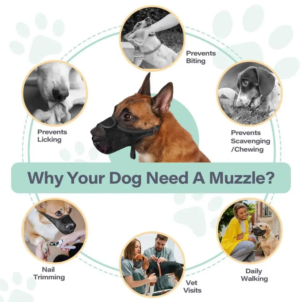 Breathable Mesh Dog Muzzle Anti-Bite Adjustable Strap Dog Mouth Cover Long Mouth Scavenging Prevention Pet Mouth Mask Vue