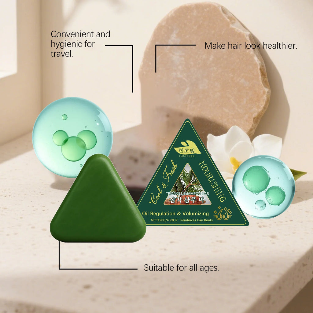 Triangle Herbal Nourishing Shampoo Bar Clean Scalp Reduce Loss Strengthen Hair Control Water-oil Balance Repair Damaged Vue