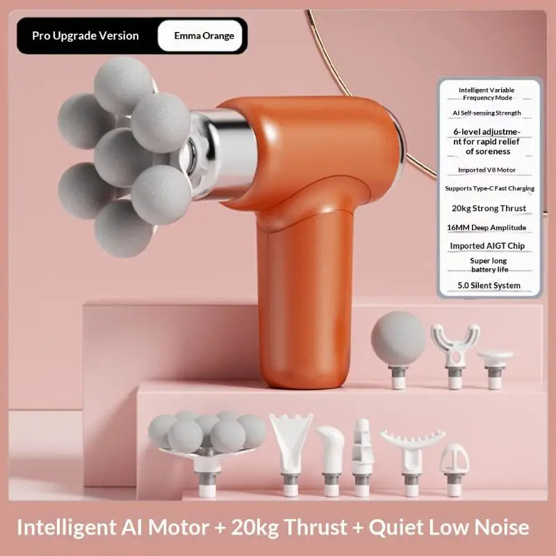 Upgraded Fascia Intelligent AI Chip 20kg Thrust Whole Body Muscle Relaxation Silent Massager Vue Orange
