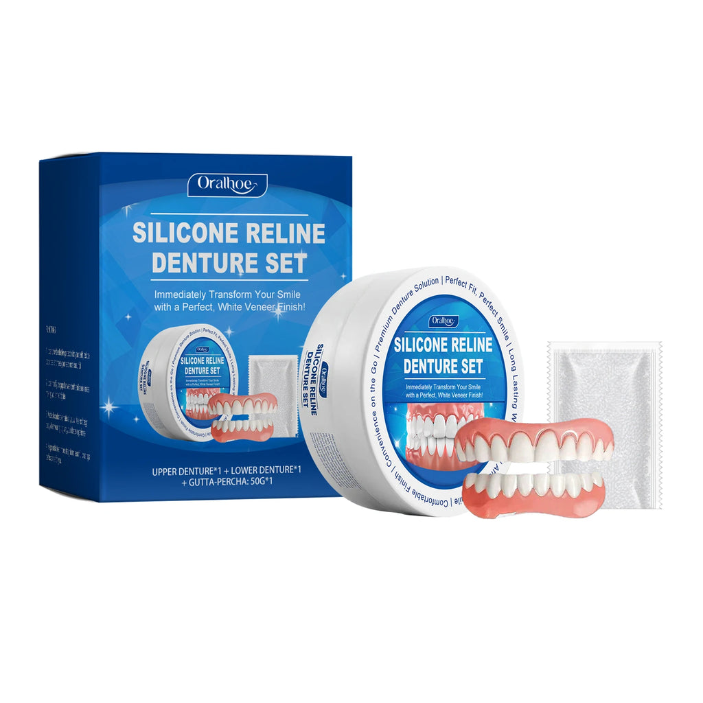 Denture Silicone Kit Silicone Liners Soft Kit Soft Denture Kit Teeth Upper And Lower Set Easy Use Dental Care Hide Broken Teeth Vue 1set boxed