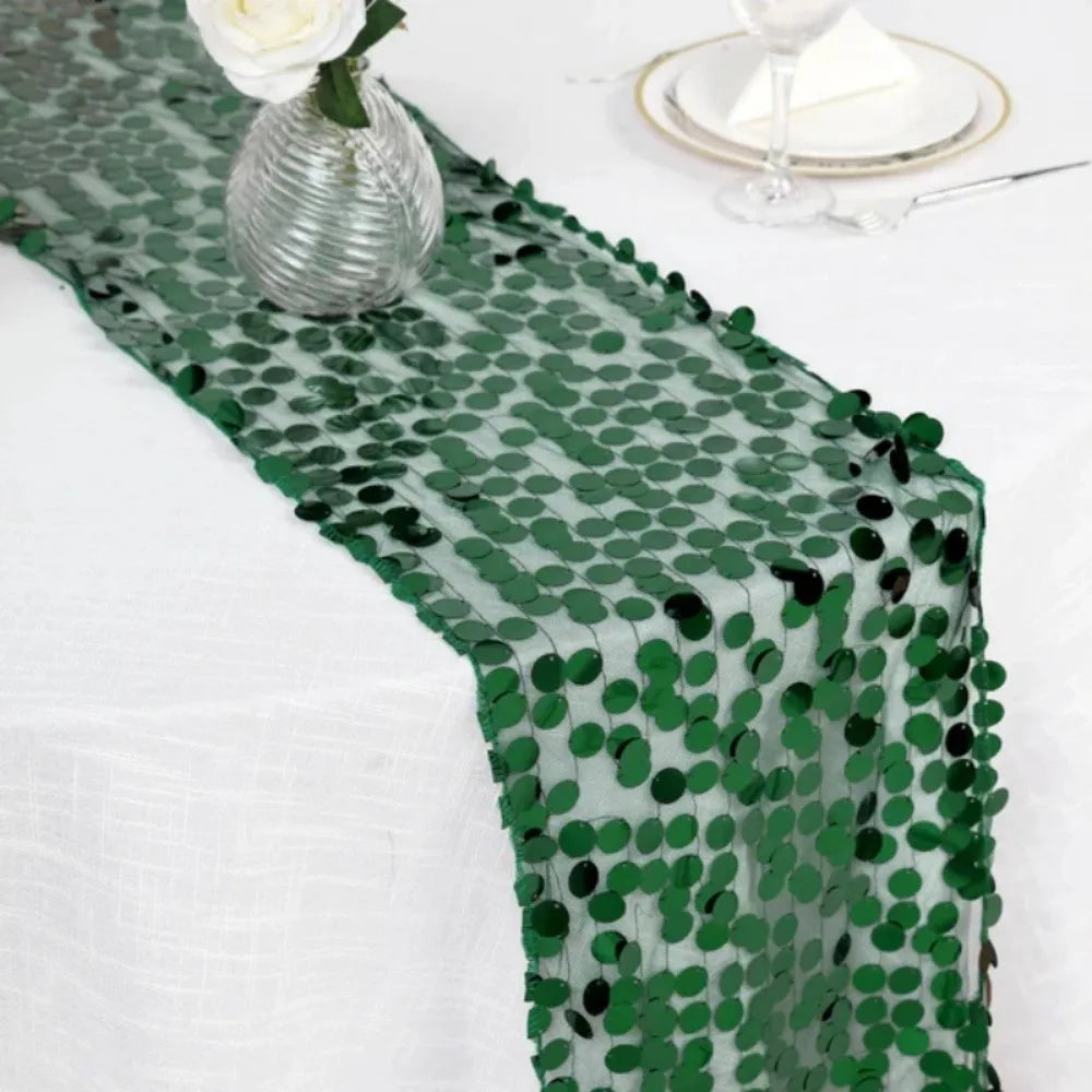 Fish Scale Sequins Table Runner Sparkling Luxurious Glitters Table Cover Elegant 30x274cm Wedding Table Decoration Vue Green