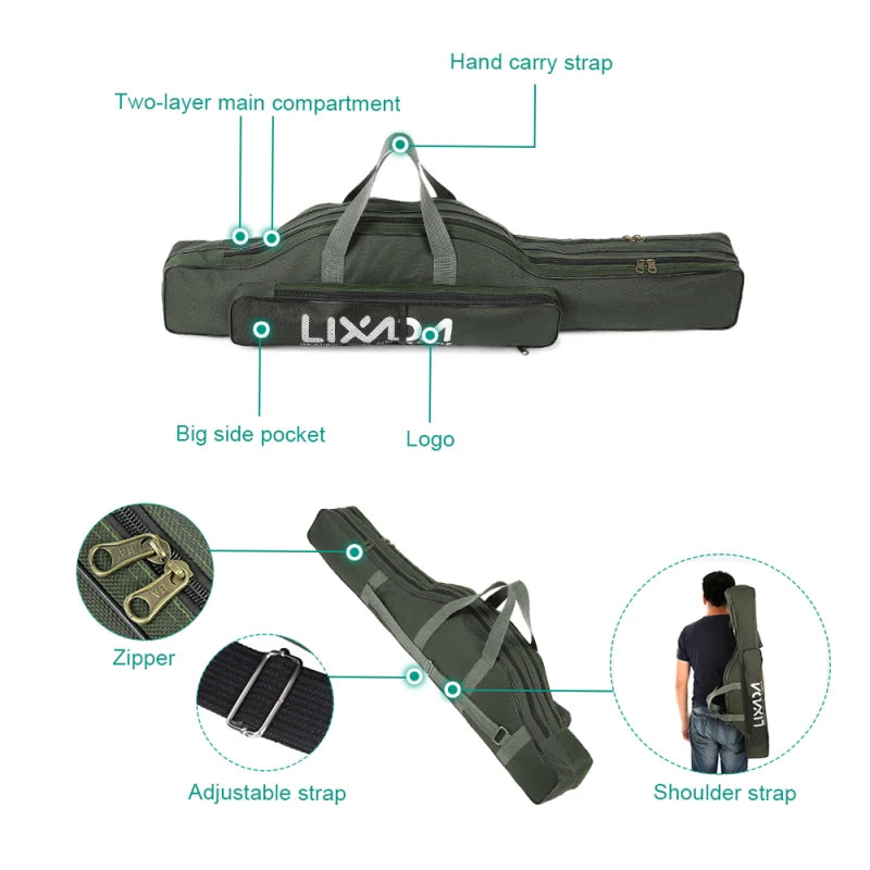 Fishing Bag Portable Folding Fishing Rod Reel Bag Fishing Pole Gear Tackle Tool Carry Case Carrier Travel Storage Bag Organizer Vue