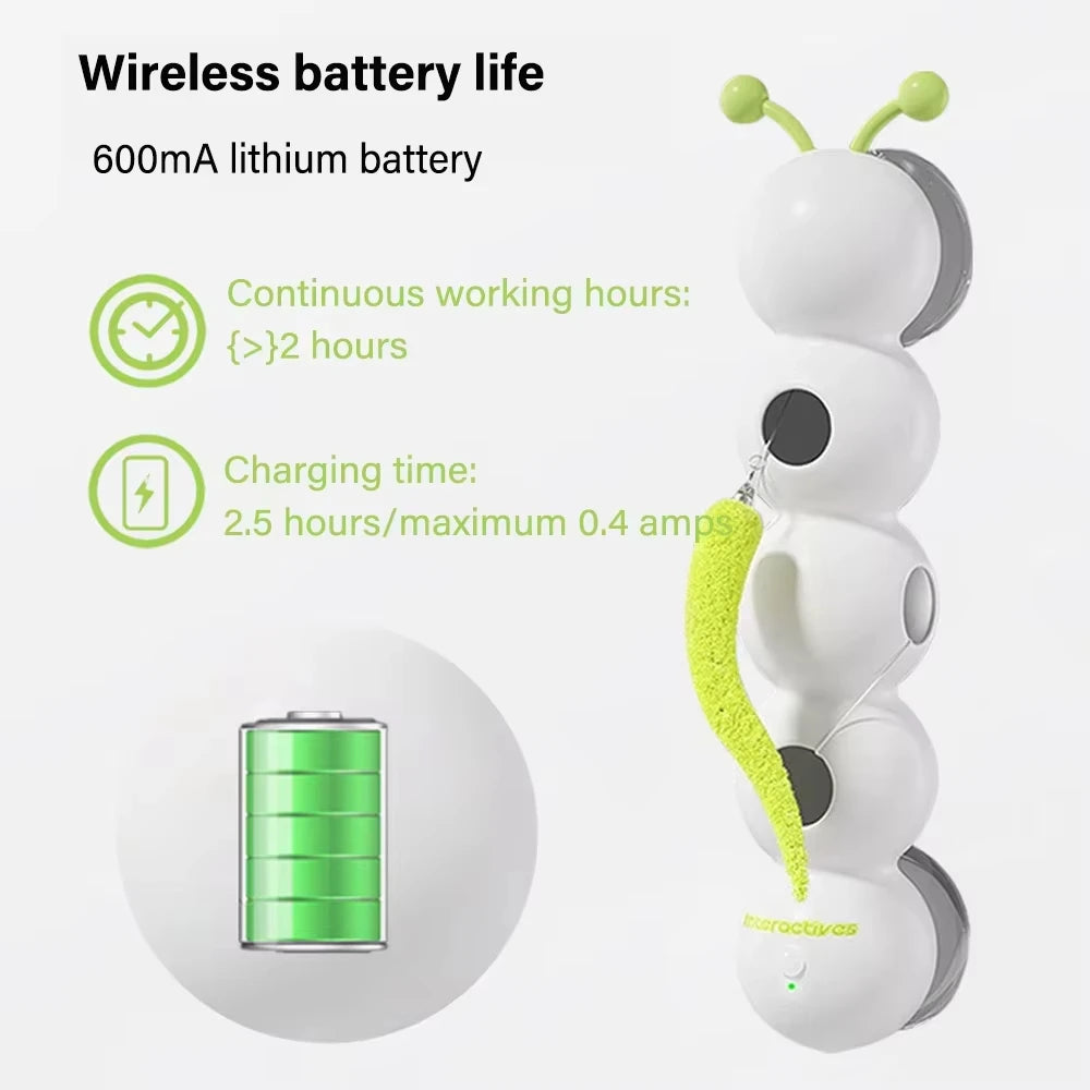 Caterpillar Interactive Cat Toy Motion Activated Wack A Worm Post Toy Rechargeable Automatic Teasing Cat Toy with Tail for Cats Vue