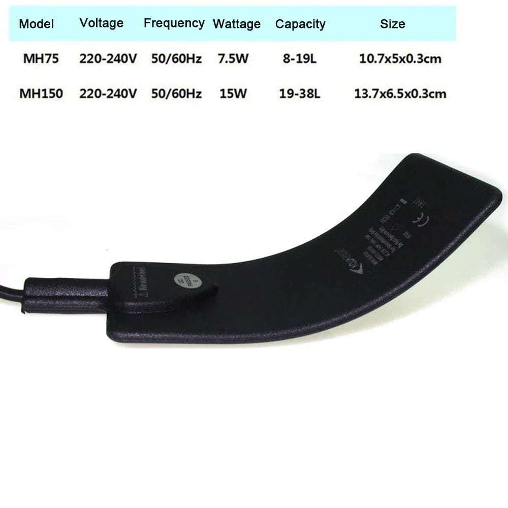 220-240V 7.5W 15W Aquarium Mini Heater Flexible Fish Tank Turtle Heater Water Tank Heating Temperature Controller Vue