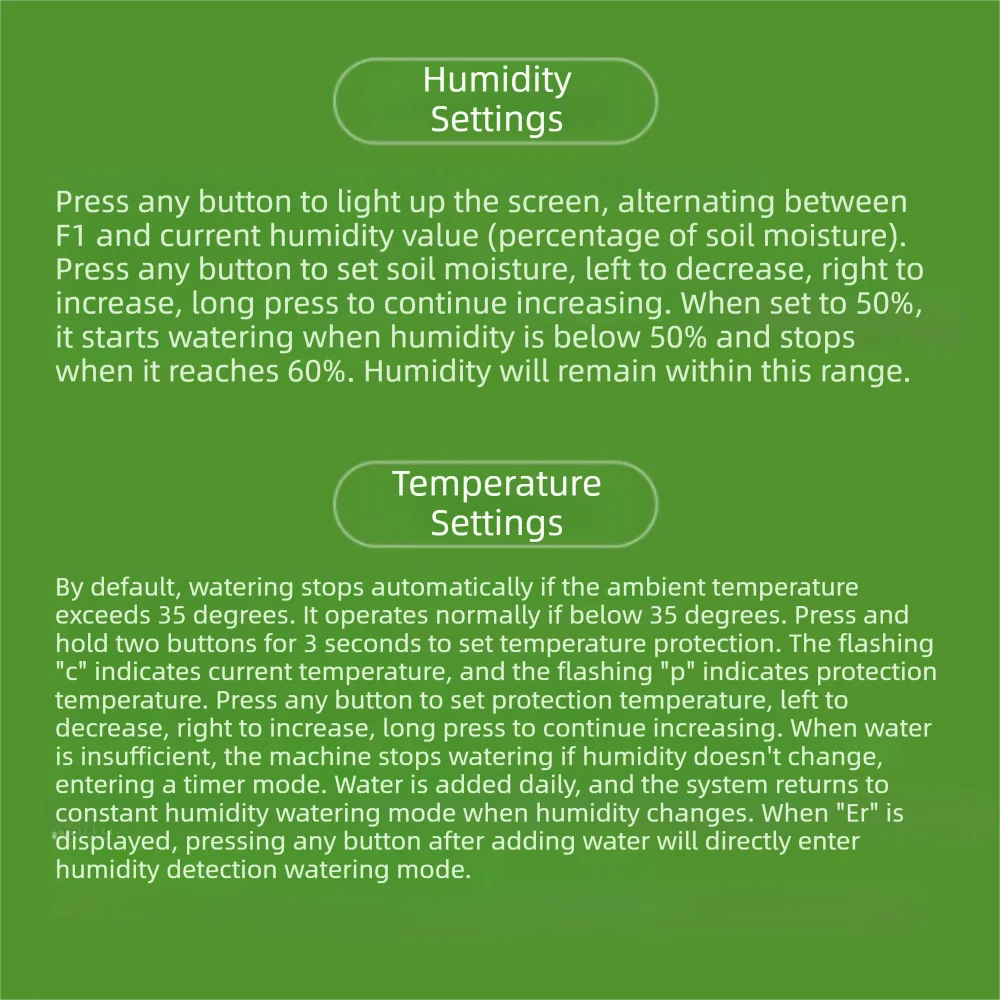 Humidity Sensing Automatic Watering Device 3 Protection Functions Adjustable Drip Head Smart Plant Waterer Vue