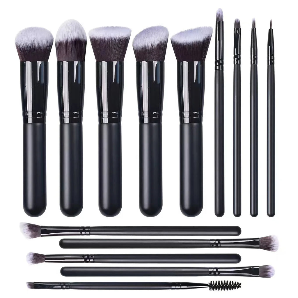 14PCS Professional Makeup Brushes Set Premium Makeup Kit Synthetic Hair Foundation Power Eyeshadows Blending Beauty Tools Vue Black