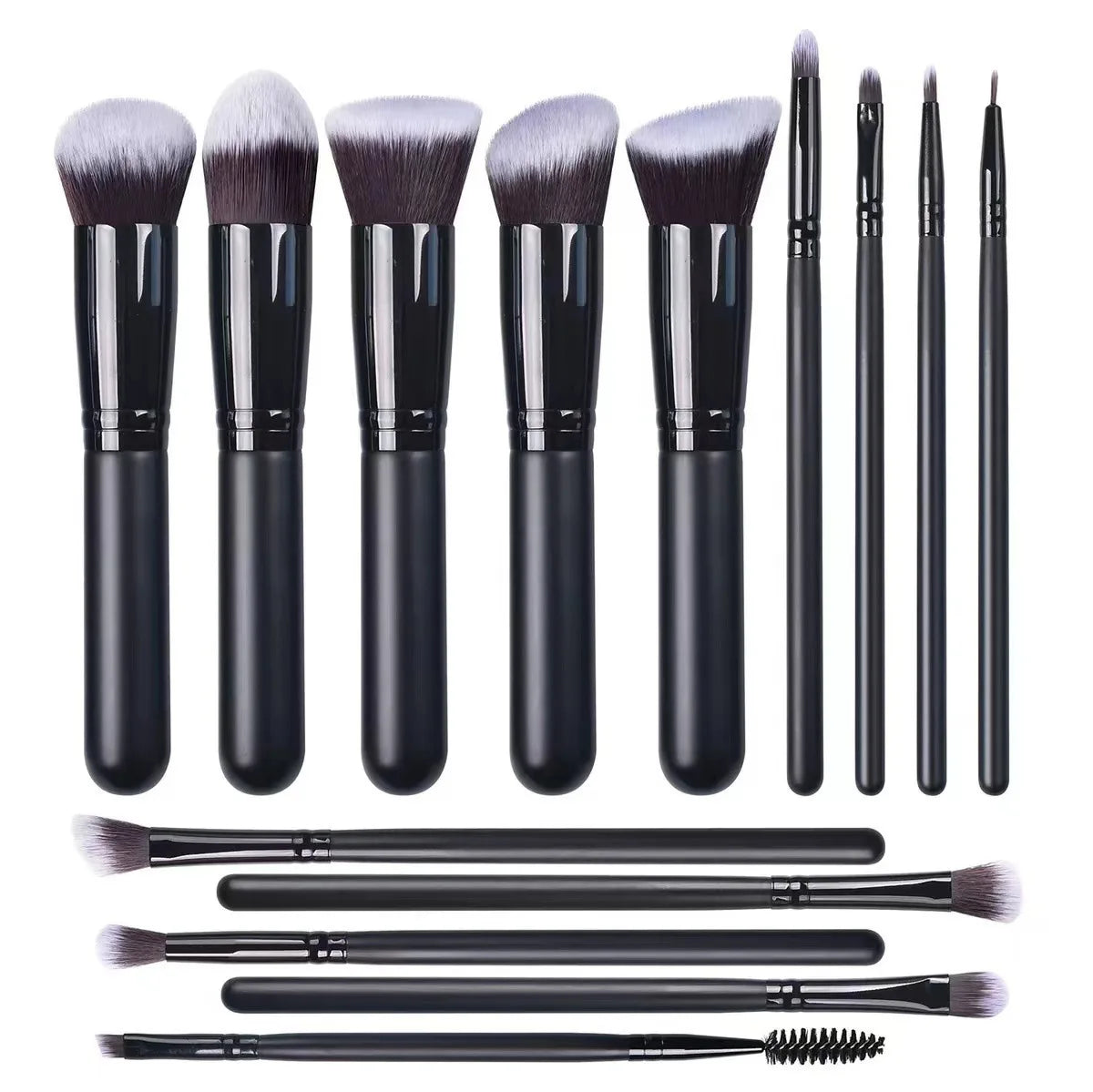 14PCS Professional Makeup Brushes Set Premium Makeup Kit Synthetic Hair Foundation Power Eyeshadows Blending Beauty Tools Vue Black