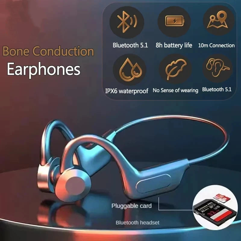 Bluetooth Bone Conduction Bluetooth Earphones Air Conduction Earphones Card Insertable Sports Waterproof Sweat Proof Vue