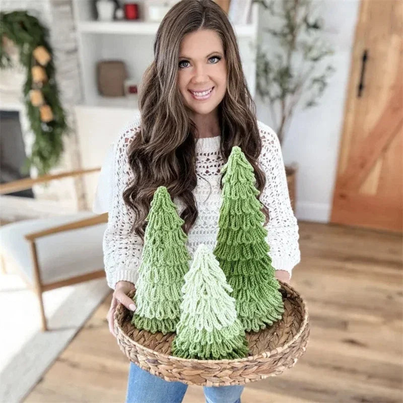 Hand Knitted Christmas Tree | Rustic Farmhouse Holiday Decor Holiday Tabletop Decor Vue