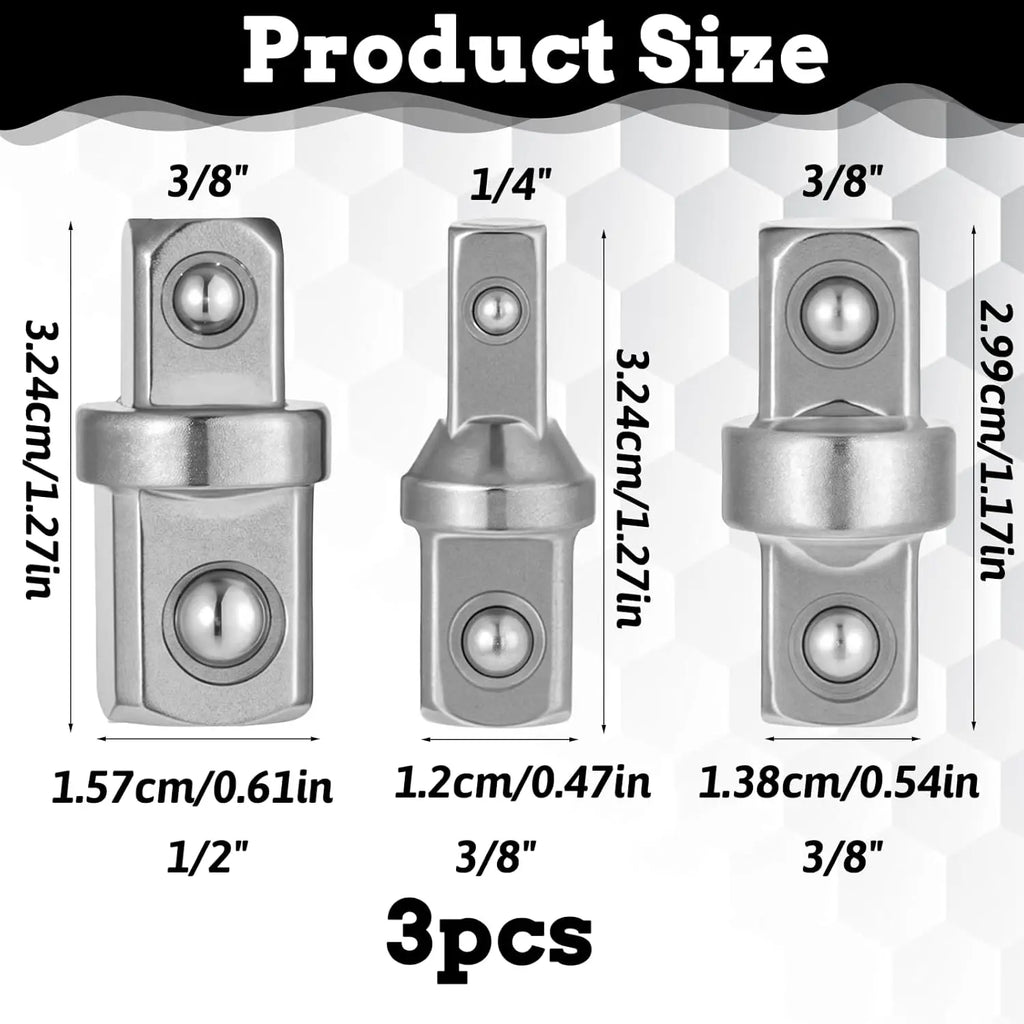 3pc Socket Adapter Set 1/4 3/8 1/2 Inch Drive Converter | CR-V Steel Socket Drive Adapter Vue