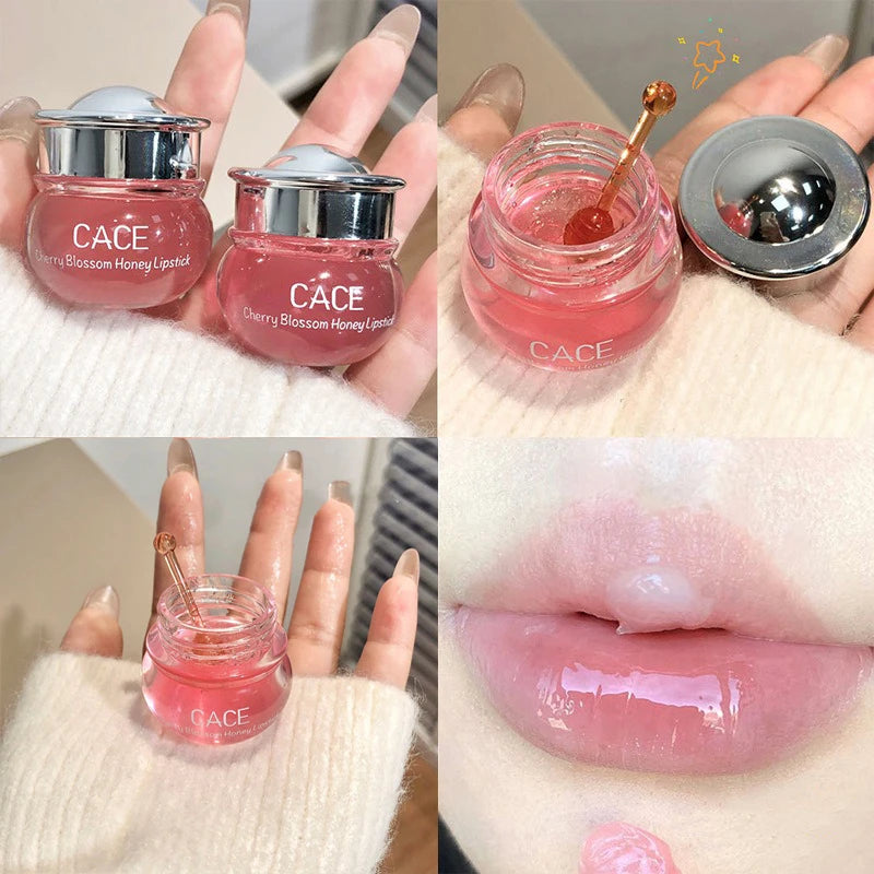 Cute Pot Lip Oil Fresh Cherry Honey Lip Balm Long Lasting Moisturizing Clear Lip Oil Liquid Transparent Gloss Makeup Cosmetics Vue