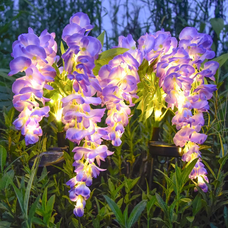 Solar powered wisteria flower lamp, outdoor plug-in grounding lamp, garden passage lighting, outdoor lighting Vue purple 1pcs