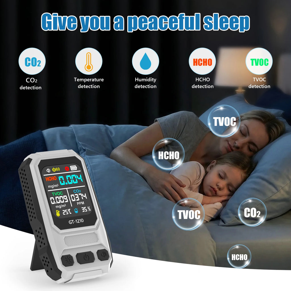 5-in-1 Air Quality Monitor | CO2, TVOC, Formaldehyde Detector Air Quality Monitor Vue