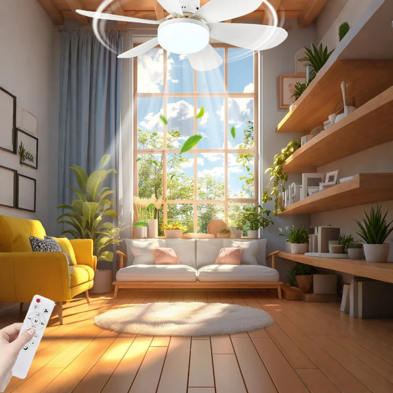 Ceiling Fan with Light E27 52CM Fan Light with Remote Control Super Quiet Socket Ceiling Fan for Bedroom Kitchen Home Lighting Vue