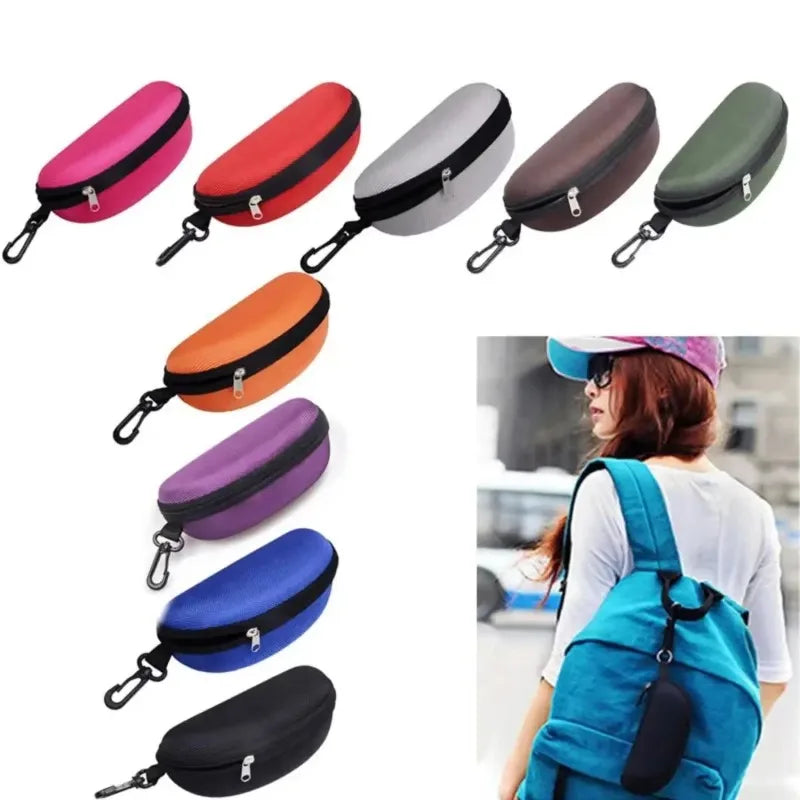 NEW Portable Sunglasses Case Protector Oxford Cloth Hard EVA Zippered Eyeglasses Case with Carabiner Unisex Eyewear Accessories Vue