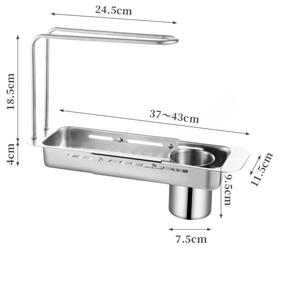 Stainless Steel Kitchen Sink Retractable Drain Rack Household Vegetable Wash Basin Drain Basket filter Basket Vue
