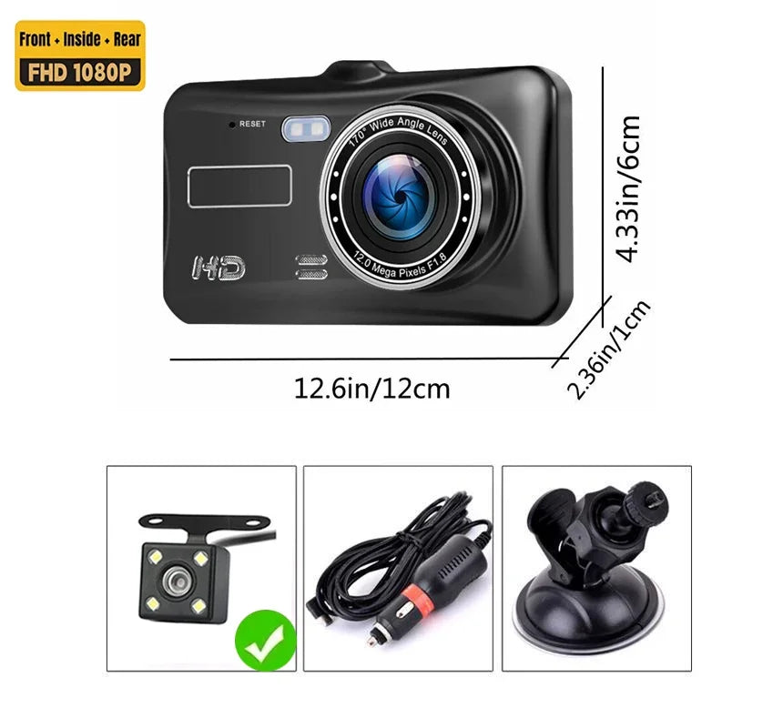 4-Inch 1080P Dual Dash Cam Touch Screen & 24H Parking Monitor Dual Dash Cam Vue X24-2 Camera NONE