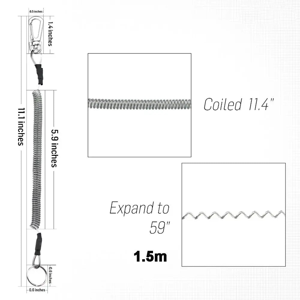 Elastic Secure Buckle Lock Tackle Steel Wire Fishing Accessories Retractable Lanyard Keychain Fishing String Spring Rope Vue