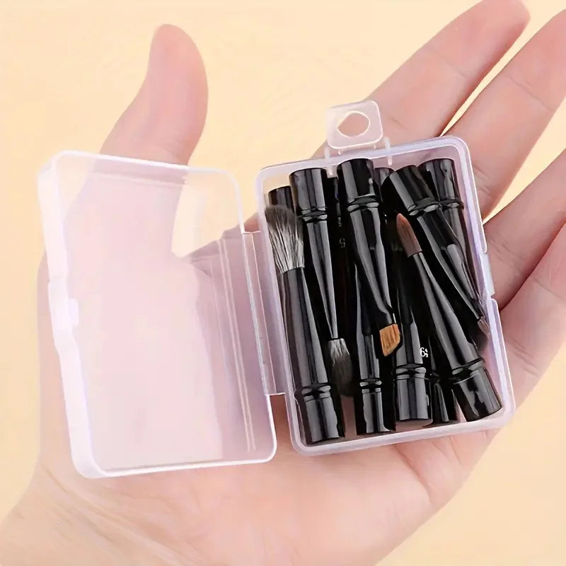 11/6Pcs Mini Travel Makeup Brushes Set with Box Double Ended Soft Hair Short Rod Replaceable Brush Detachable Face Cosmetic Tool Vue