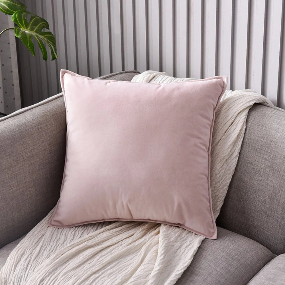 Comfortable Nordic Style Velvet Throw Pillow Cover Solid Color Soft Cushion Cover 60cm Large Size Sofa Pillowcase Hotel Vue Pink