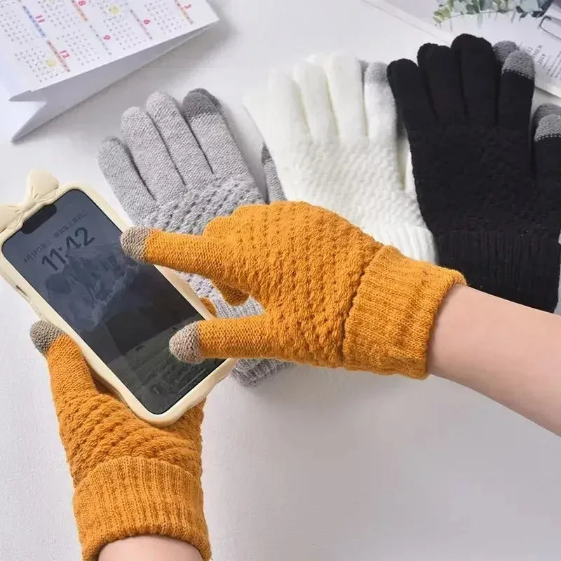 1-20Pairs Winter Touch Screen Gloves Thick Knitted Fleece Lined Anti Slip Cycling Gloves Warm Thermal Gloves for Men Women Vue