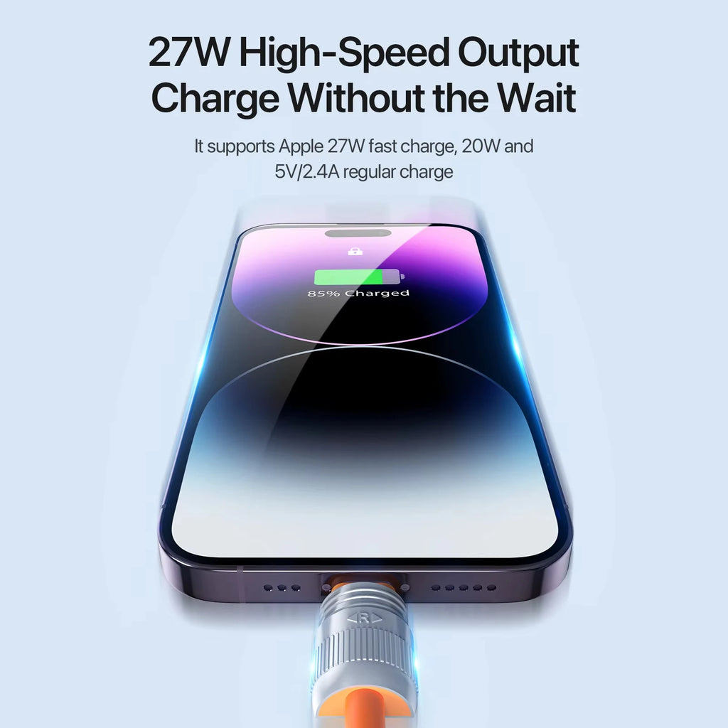 PD 27W USB-C To Lightning/type-c Fast Charging Data Cable, Zinc Alloy Silicone Lanyard Design Vue