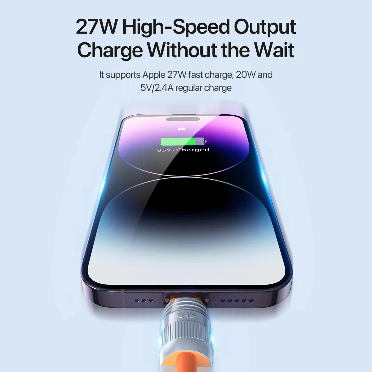 PD 27W USB-C To Lightning/type-c Fast Charging Data Cable, Zinc Alloy Silicone Lanyard Design Vue