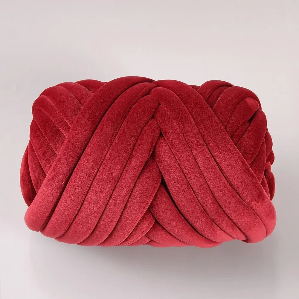 Bulky Diameter 3cm Thick Finger Loop Yarn Velvet 500g/Roll Chunky Yarn Hand Knitting Hand Woven Finger Circle Yarn Carpets Vue Wine Red