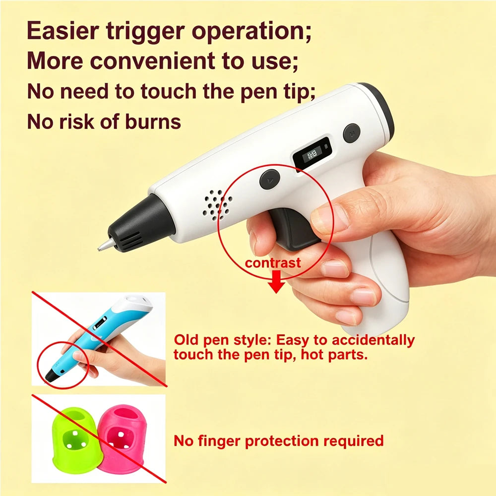 3D Printing Pen Type-C Adjustable Speed LCD Display DIY Graffiti Pen for Kids Teens PLA ABS 3D Art Craft Birthday Gift Boy Girl Vue