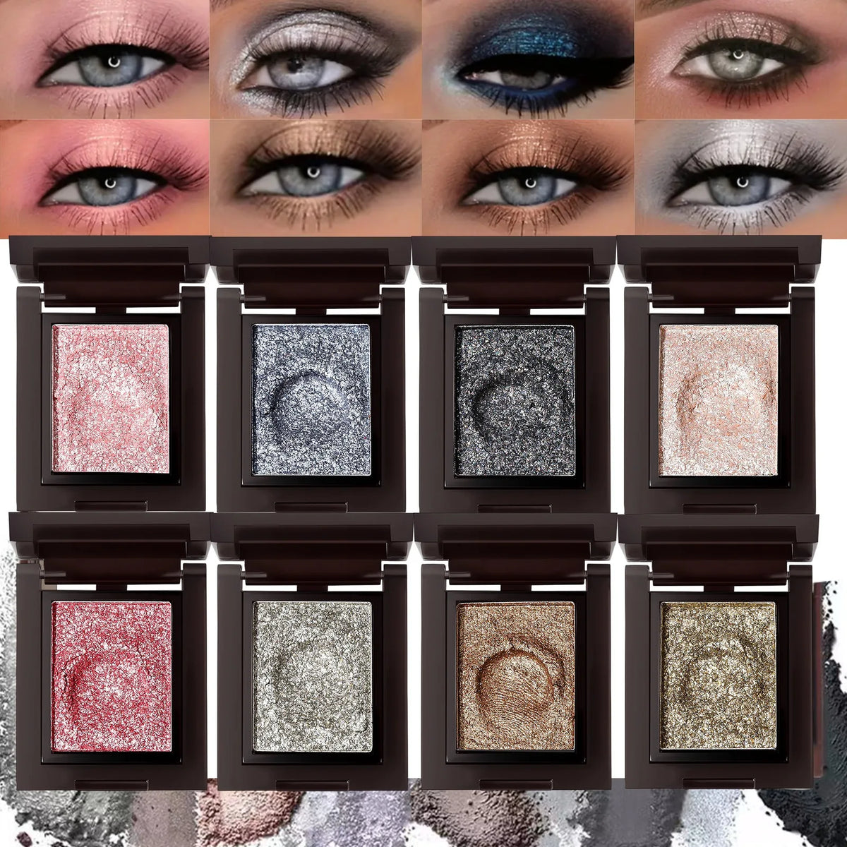 Monochrome Highlights Eye Shadow Mud Mashed Potato Bright Shimmer Crystal Smoky Black Pearl Light Glitter Eyeshadow Palette Vue