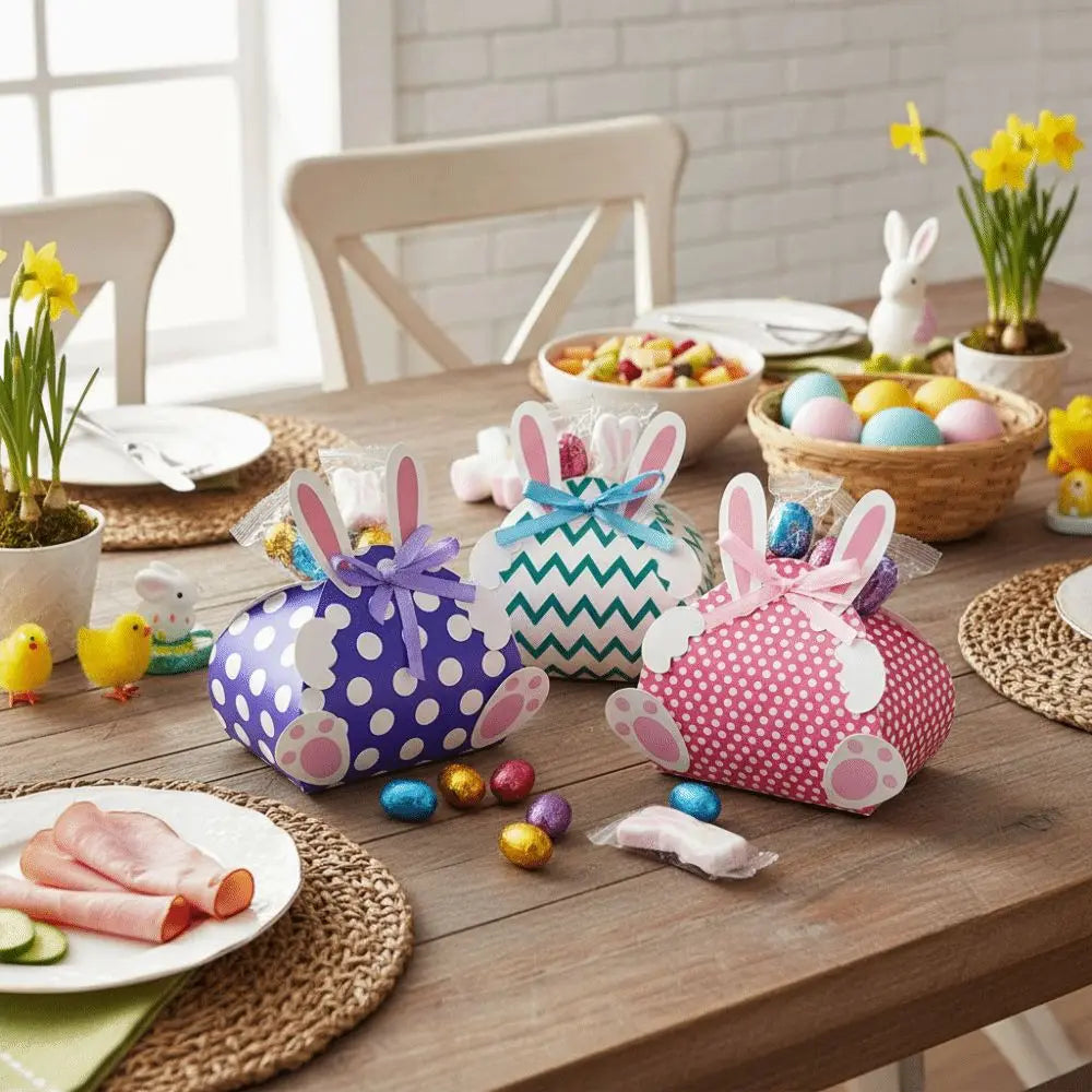 Unique Rabbit Shape Easter Paper Candy Box Empty Colorful Easter Gift Box Large Capacity Cookie Bags Children Favors Vue