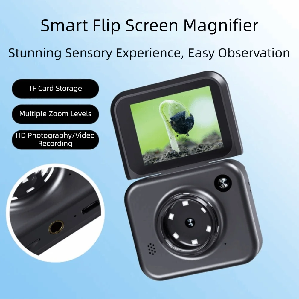 Convenient Electronic Magnifying Glass Handheld 2.4 Inch Screen Digital Microscope Amplifier High Definition Rechargeable Vue