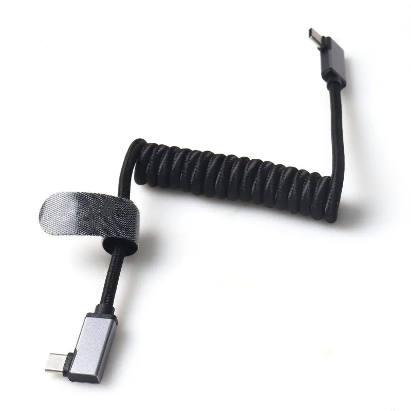 Hot-Type C Double Elbow Metal Head Nylon Spring Data Cable For Electrical Vue