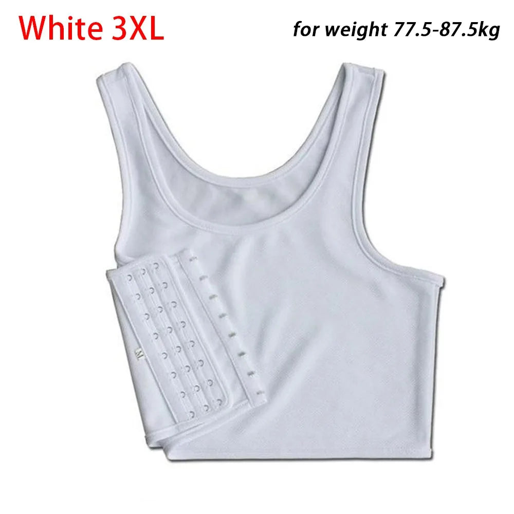 Reinforced Flat Vest Breast Tank Tops Trans Lesbian Corset Chest Vue White 3XL